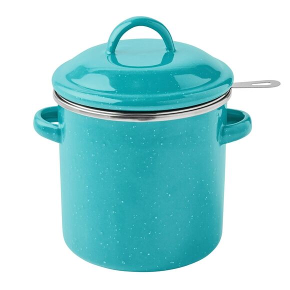 Pioneer Woman Enamel on Steel Grease Catcher Strainer Teal Speckle 37-Oz Kitchen - Picture 1 of 5